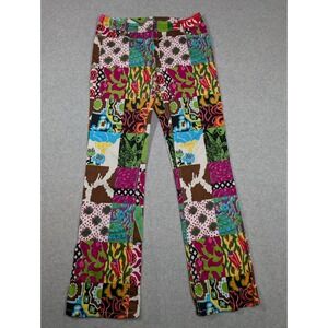 5/48 Women Pants Size 6 Funky Patchwork Groovy Psychedelic Bootcut Rave Festival